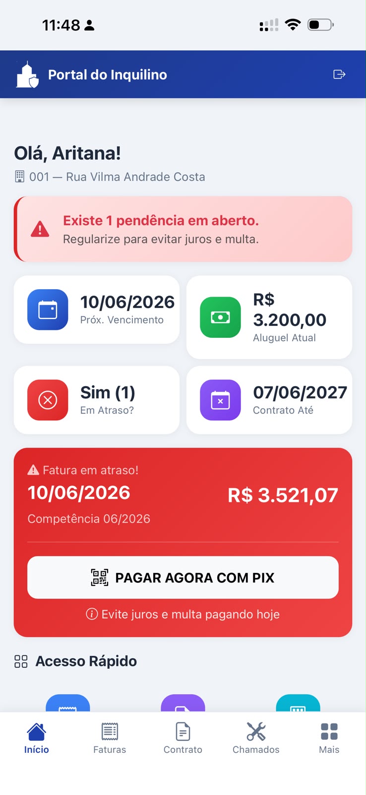 Tela inicial do portal